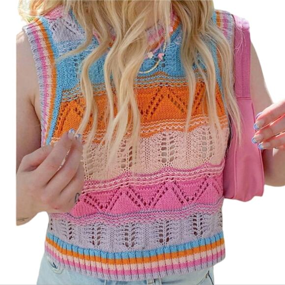Crochet Barbie Knit Sleeveless Top Medium - Picture 10 of 10